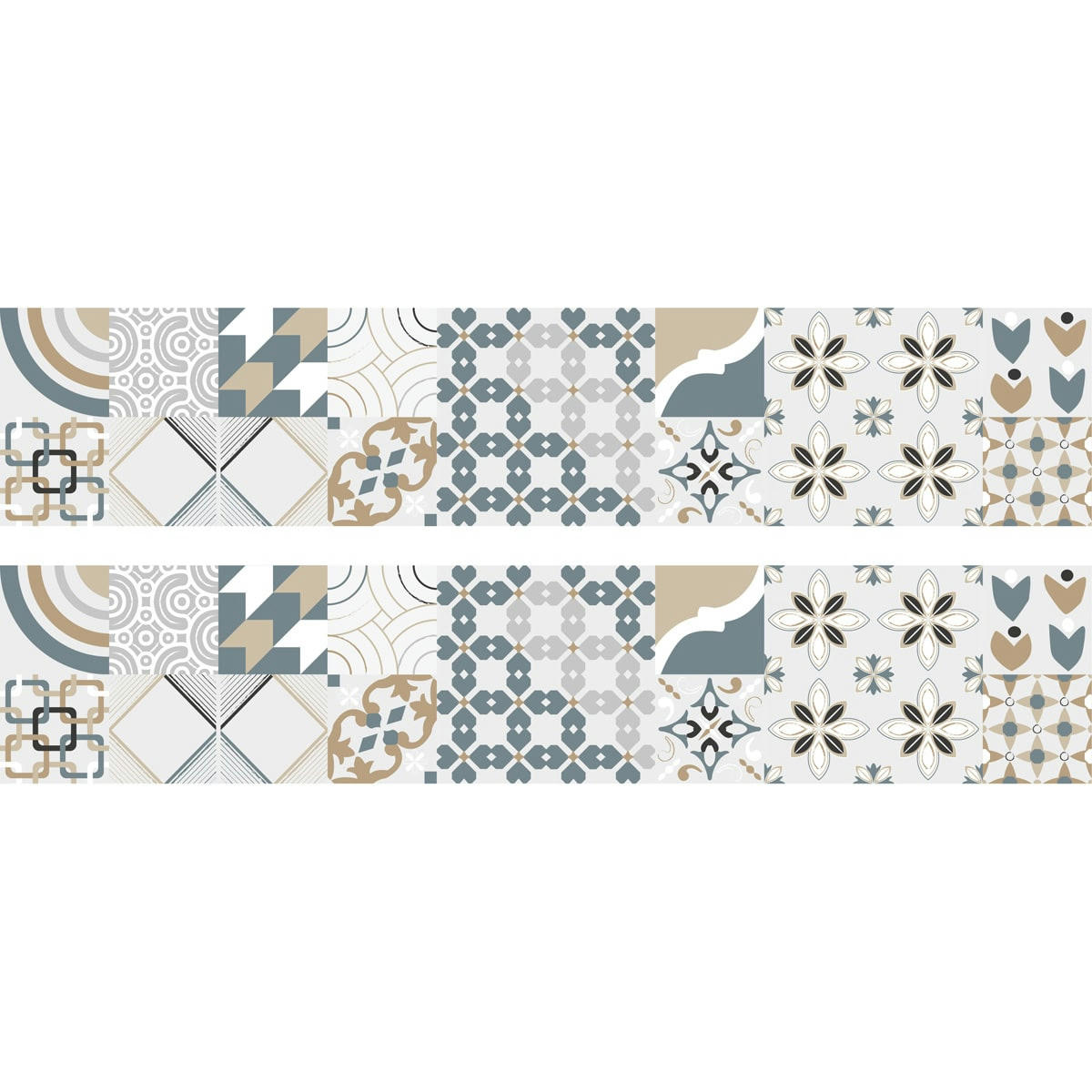 JUST CIMENT DULCE - Crédence cuisine Bandeau ALU lot de 2 L100xH20cm Multicolore Carreaux