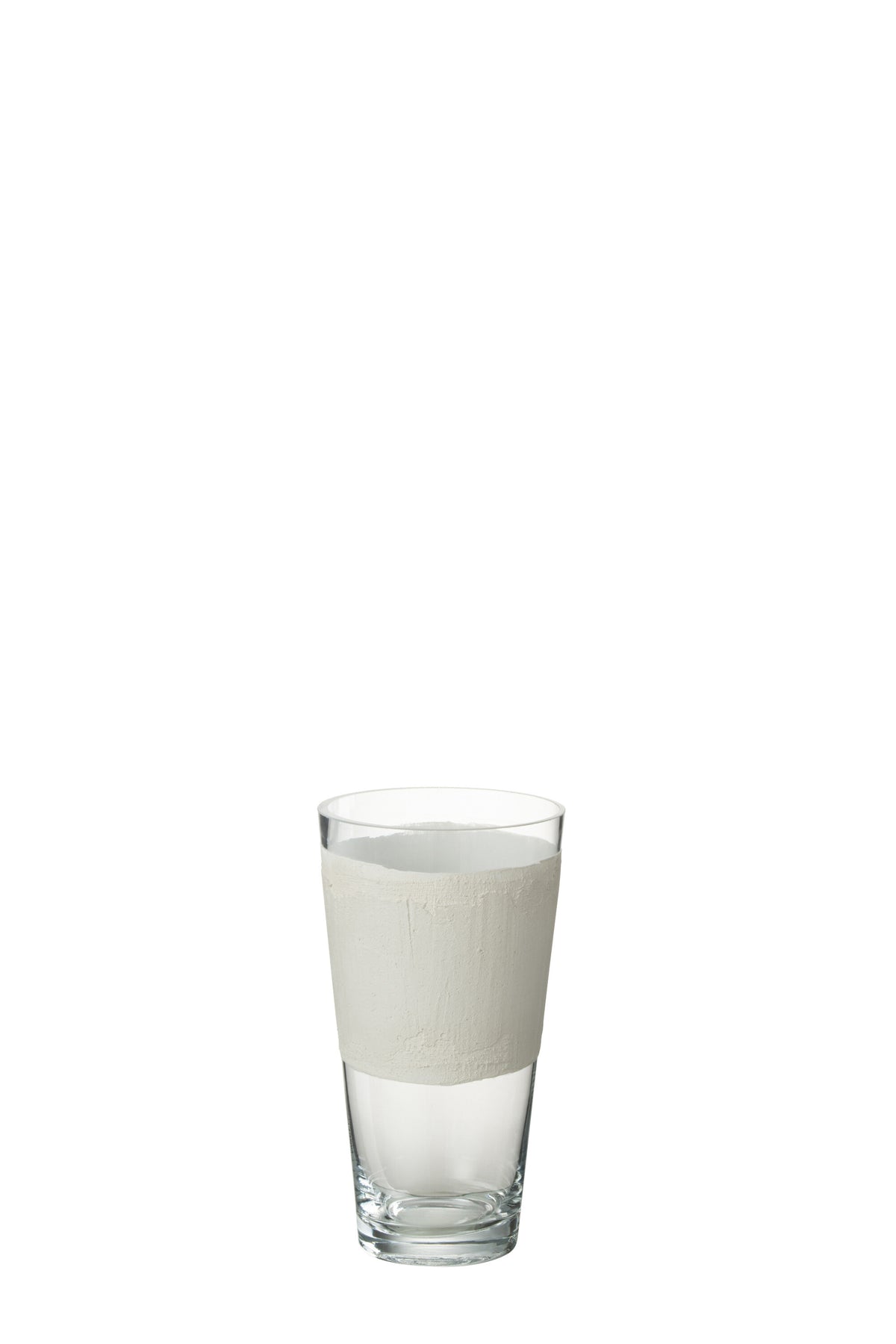 J-Line vaas Delph - glas - transparant/wit - extra small - 25 cm hoog
