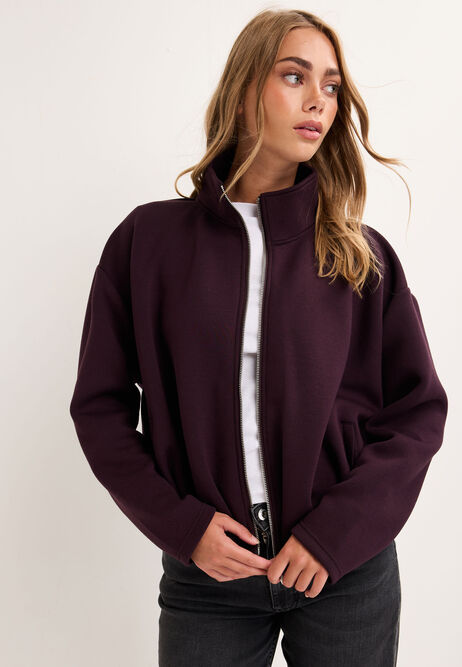 Womens Wine Bubble Hem Sweatshirt