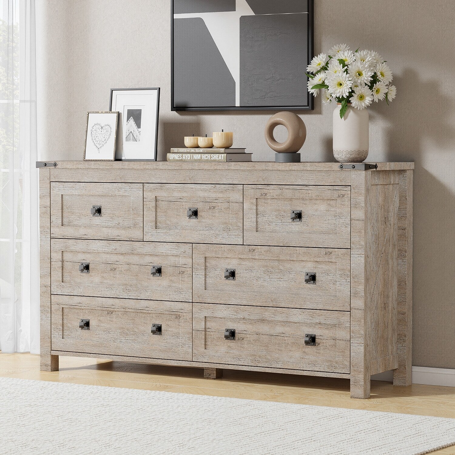 Rustic 7 Drawers Dresser, Wood Chest of Drawers, Dressers Organizer