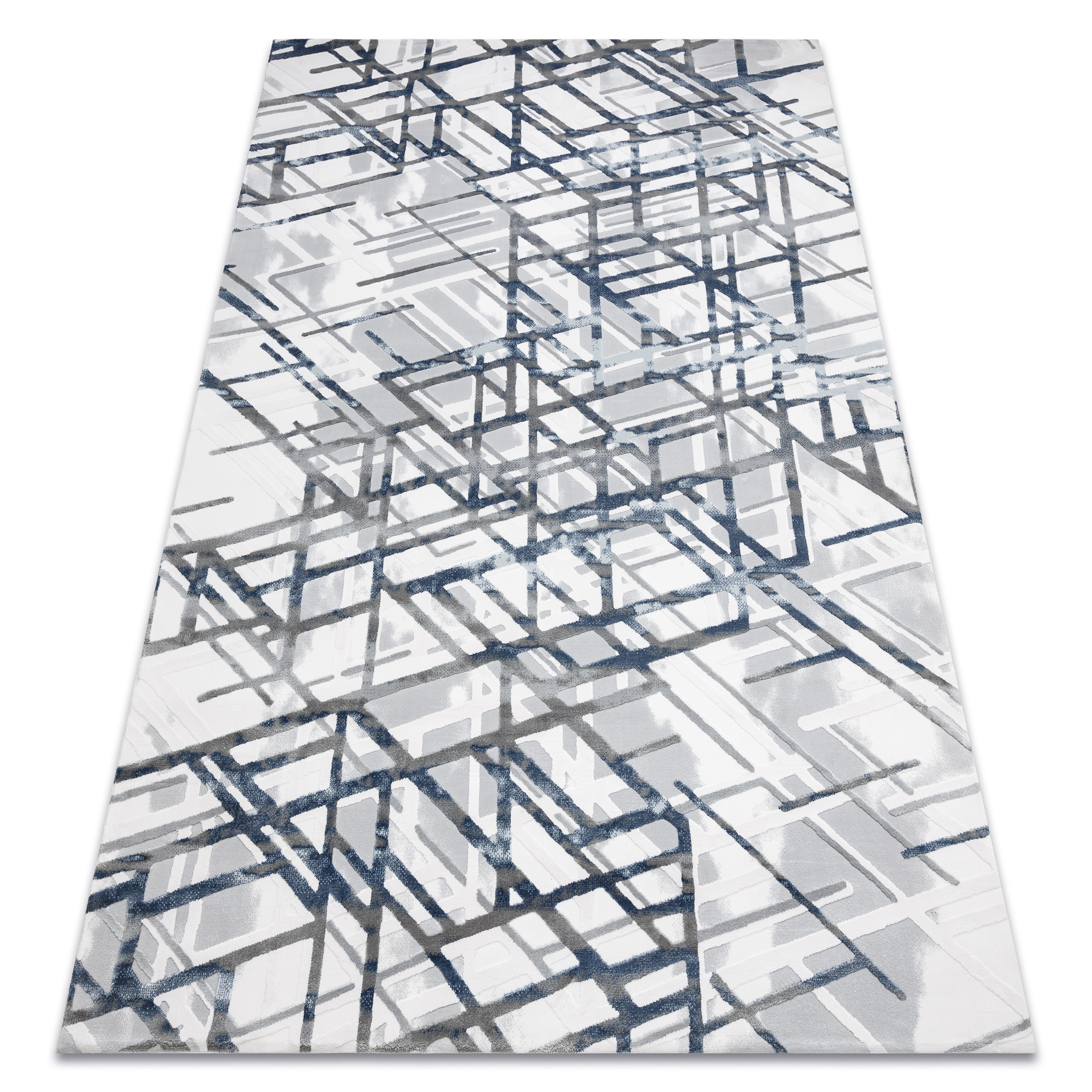 Dywan AKRYL VALS 8381 Linie przestrzenny 3D niebieski80x300 cm