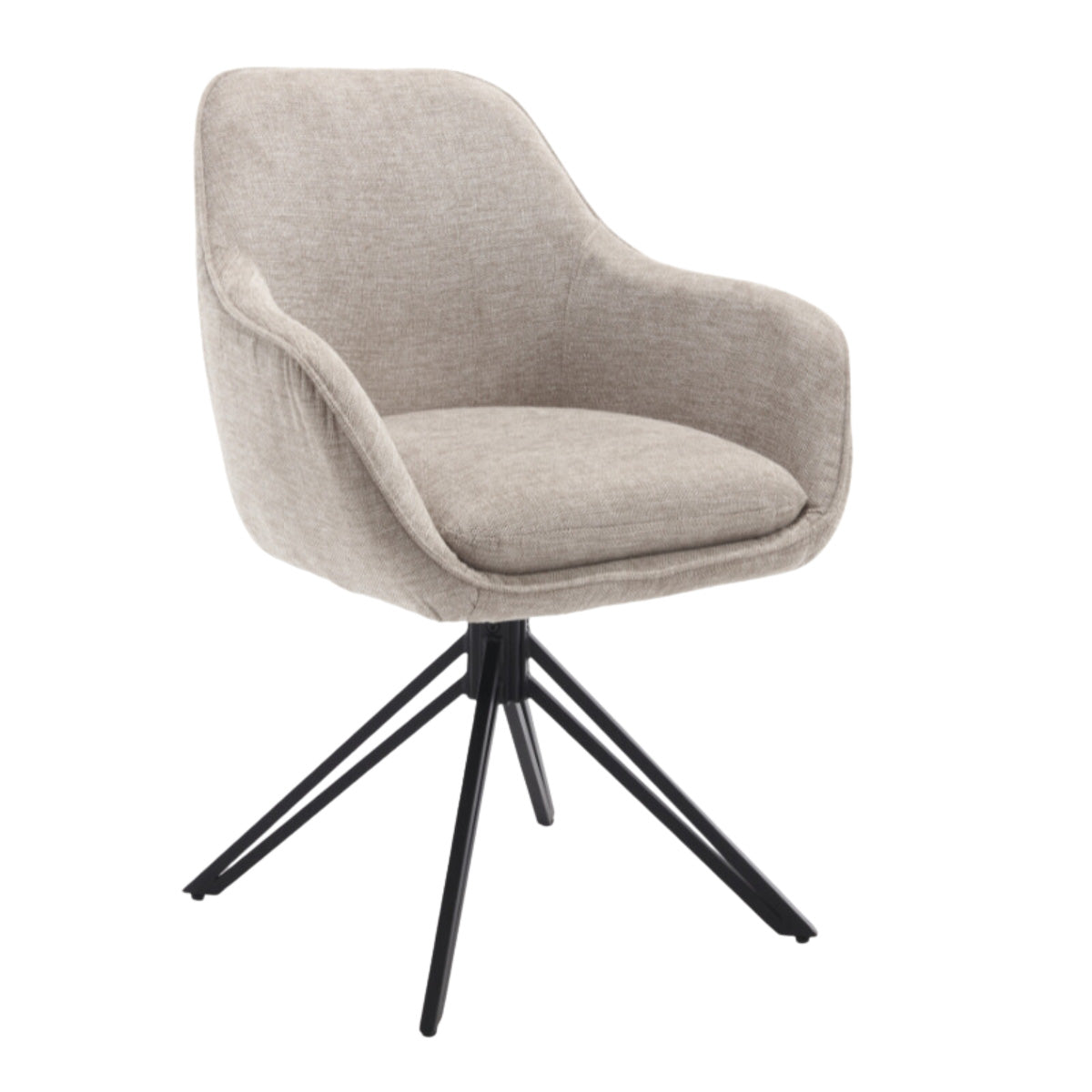 StarFurn Eetkamerstoel Jens - Beige Stof - Draaibaar - Set van 2