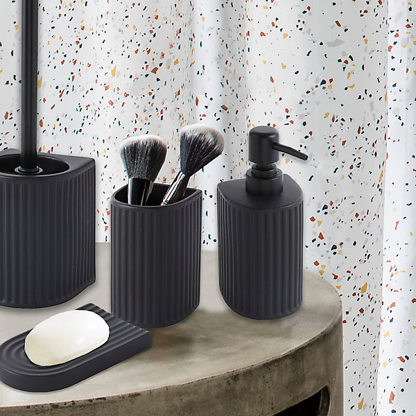 Distributeur de savon noir en céramique effet reliefs, Levasseur Archy
