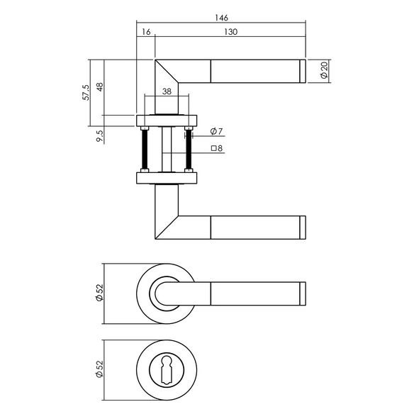 Türdrücker »Bastian«, D.52x10 mm BB-Rosetten