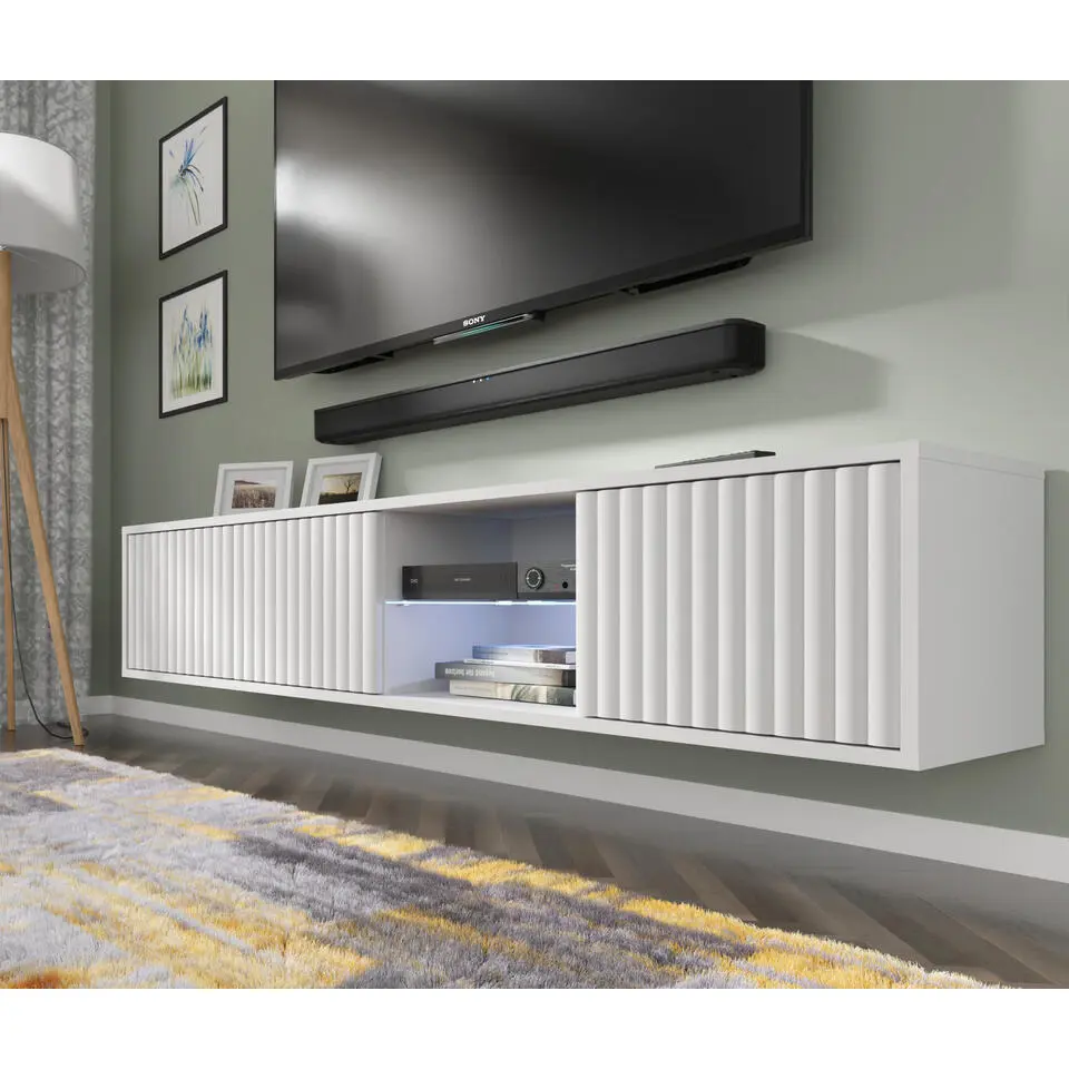 Homlando - Wandgemonteerd TV-meubel - Wit - Mita - 31x156x31 cm