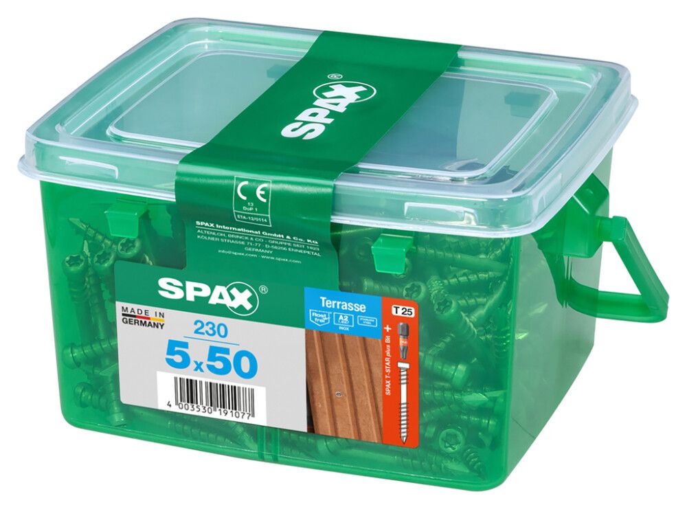 TERRASSESKRUE SPAX RUSTFRI A2 5X50MM HKB 230STK/PK