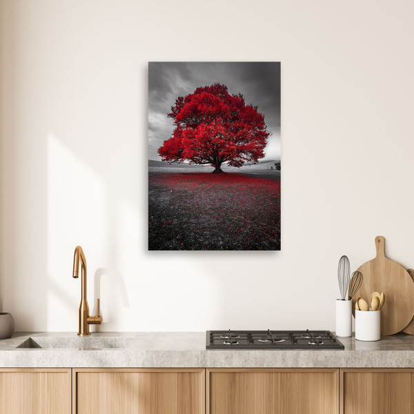 Feeby Obraz na płótnie, Czerwone Drzewo Pejzaż Nowoczesny 40x60