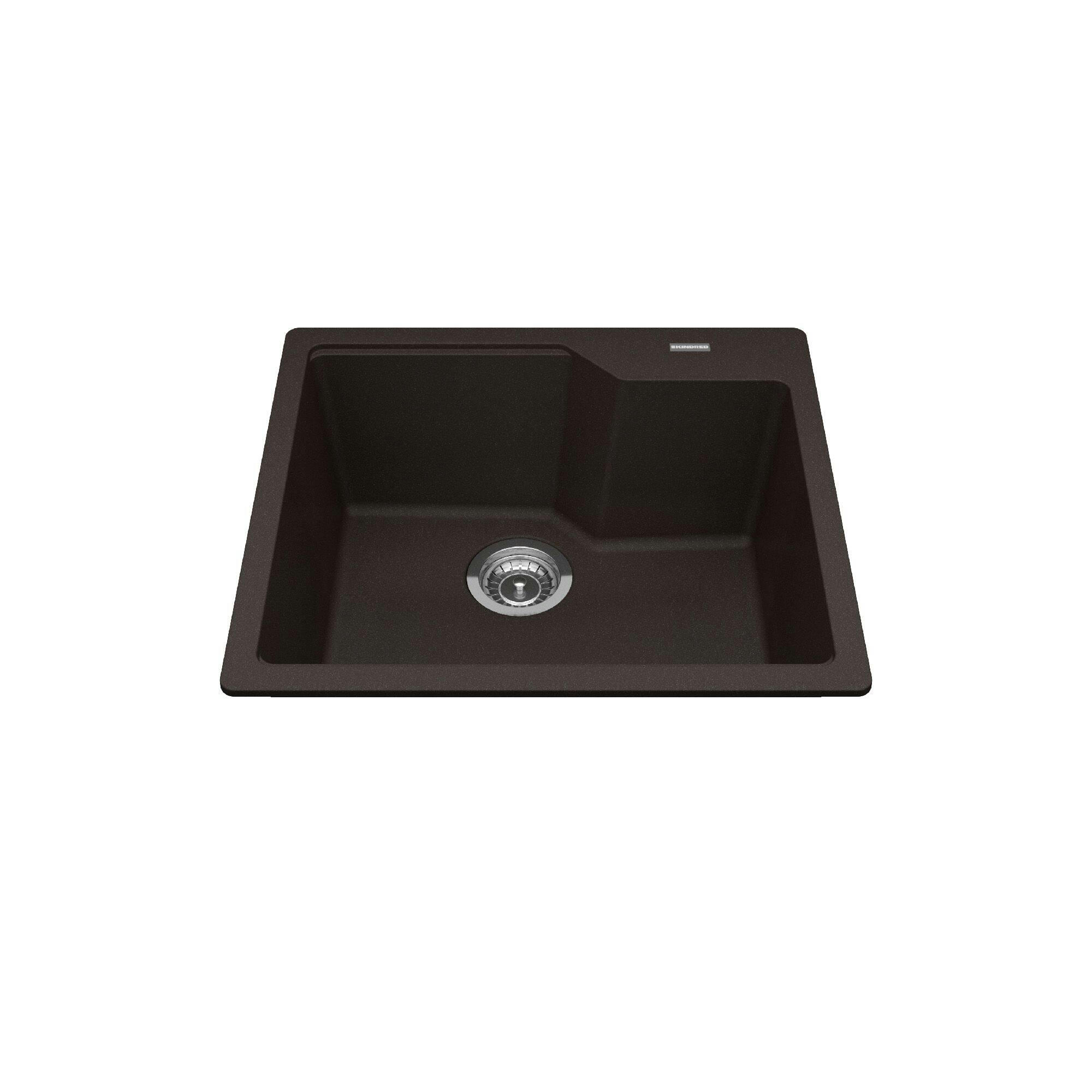Kindred Urban Drop In Granite Single Bowl Kitchen Sink, 22.06-in x 19.69-in x 9.06-in, Mocha