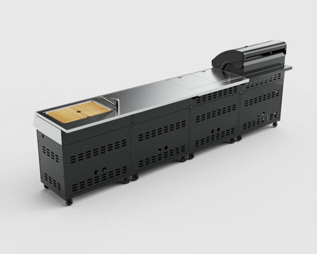 Beefmaster Premium 4 Burner Outdoor Kitchen with Range, Sink & Bench on Classic Carts