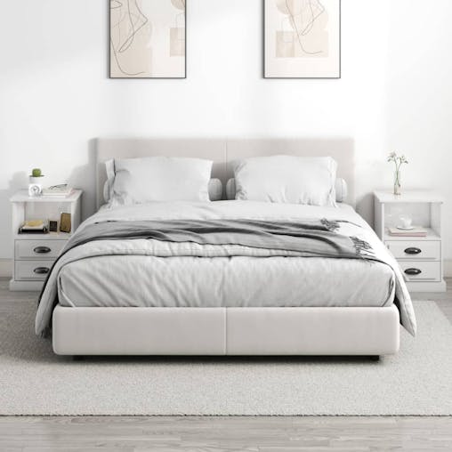 NNEVL Bedside Cabinets 2 pcs High Gloss White 43x36x60 cm