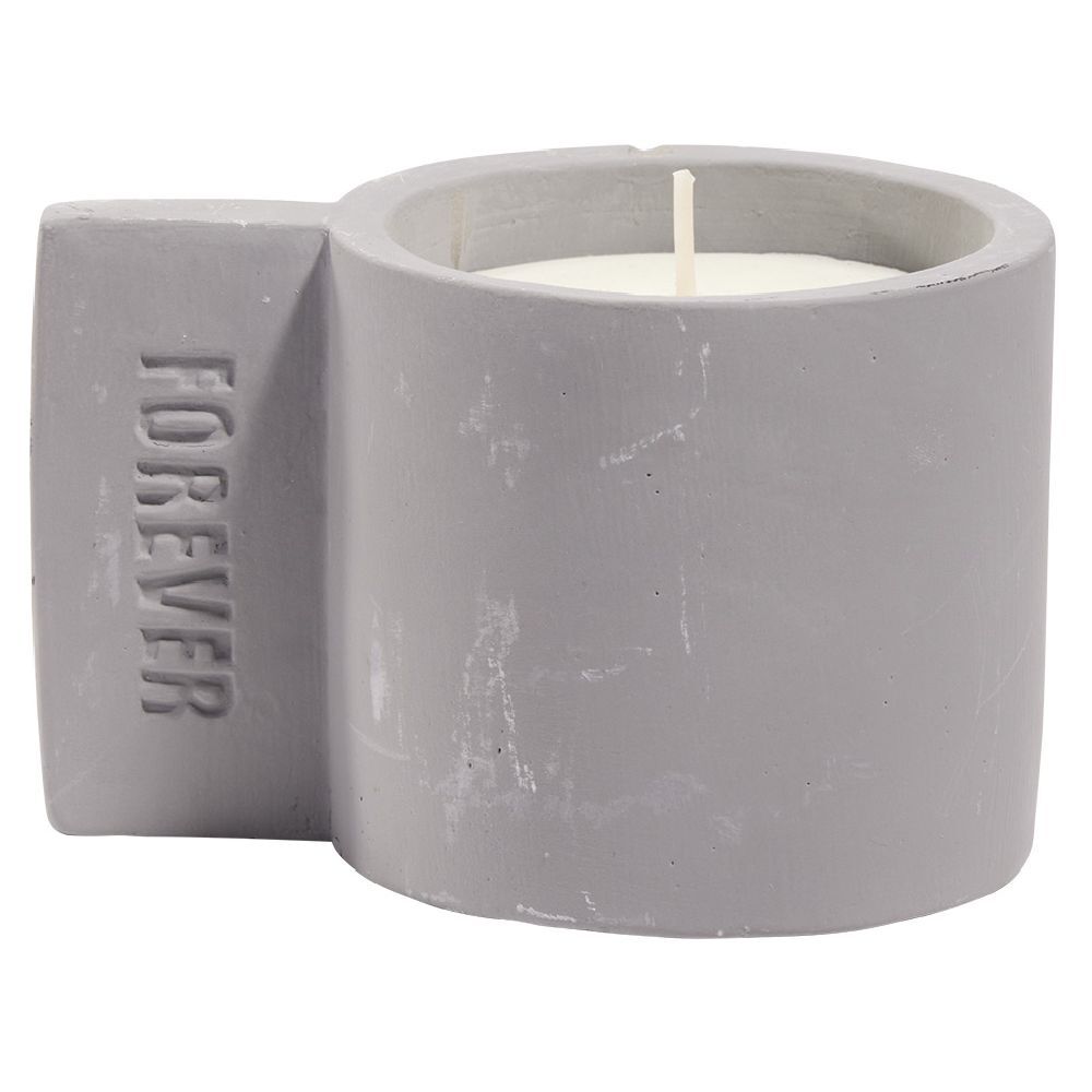 Bougie dans pot ciment gravure Forever - Ø7xH10cm