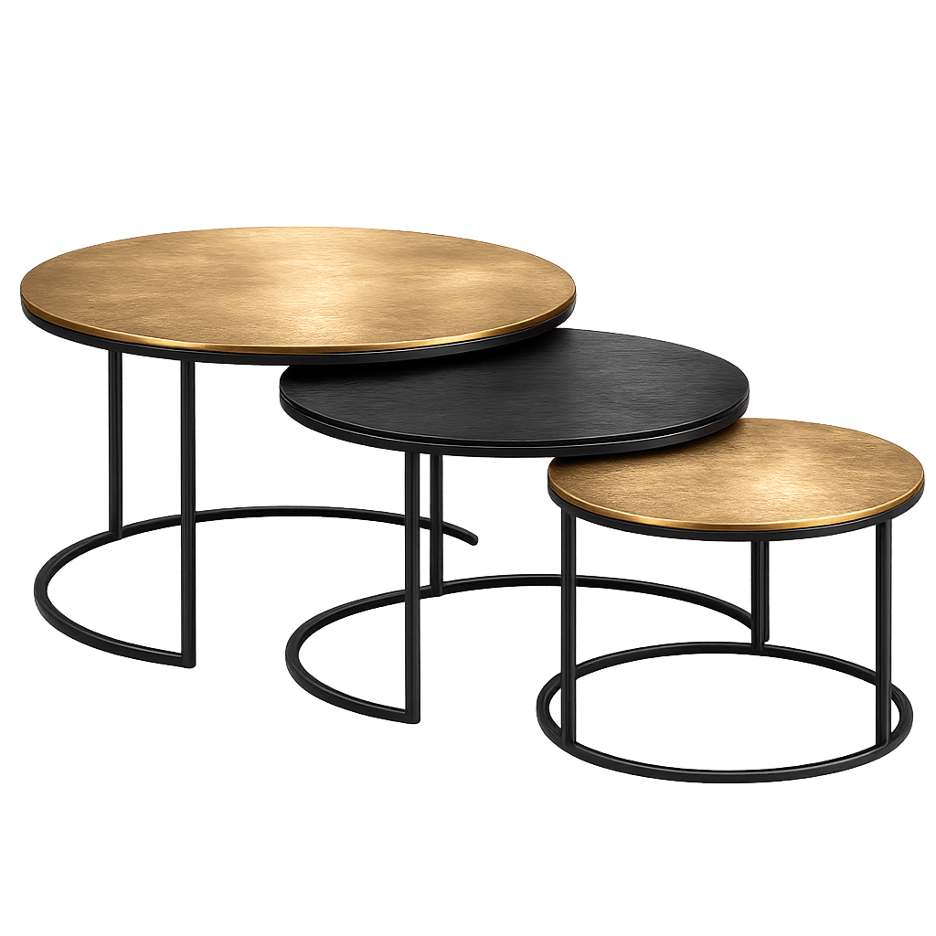 Tables basses gigognes noir et or (lot de 3) KANO