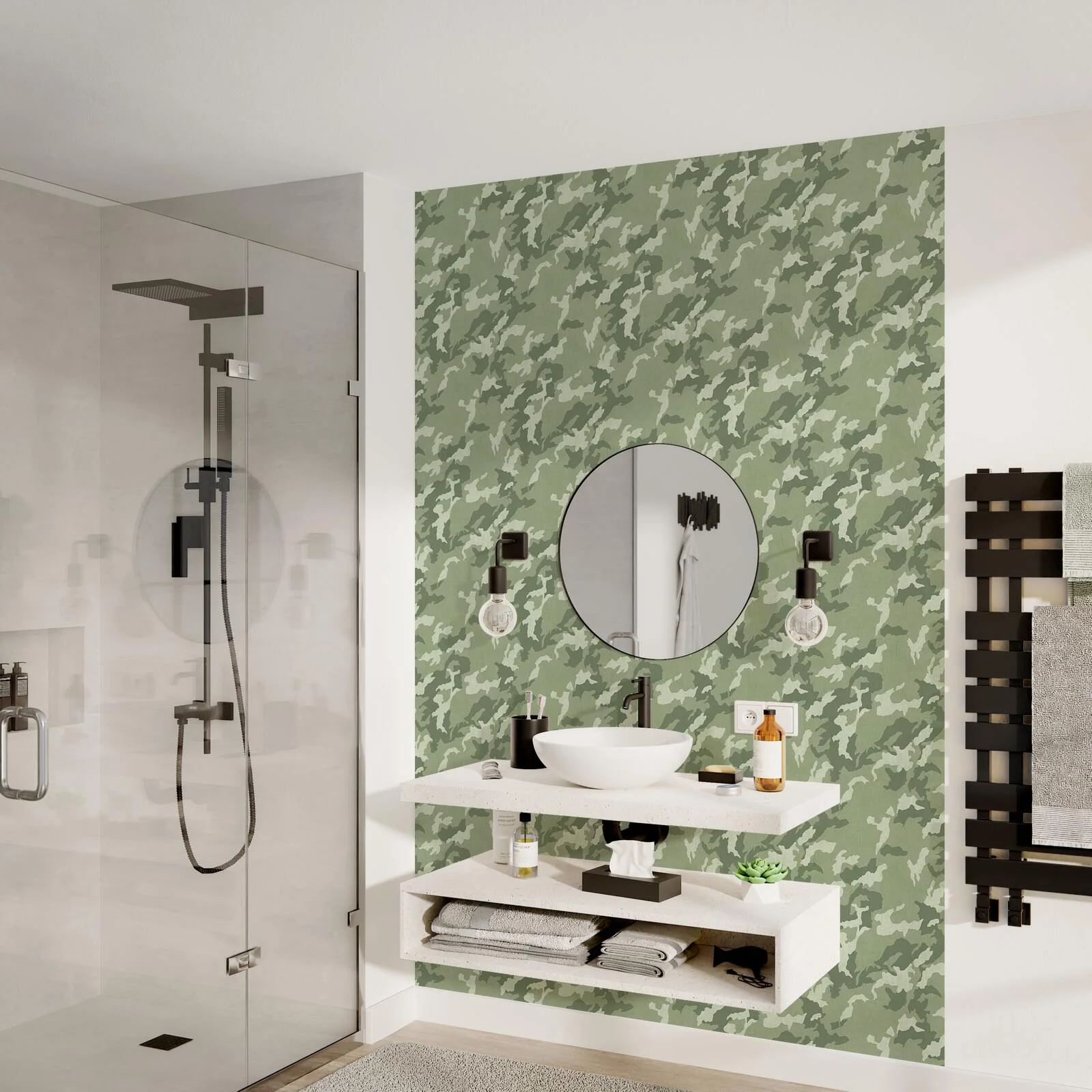 Papier peint intissé MILITARY coloris vert camouflage