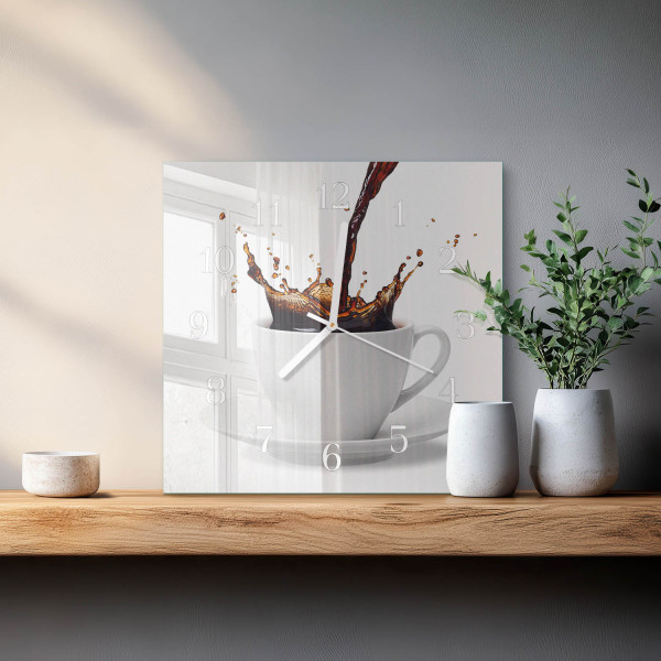 Zegar na ścianę 30x30 Kawa dekoracyjny do salonu