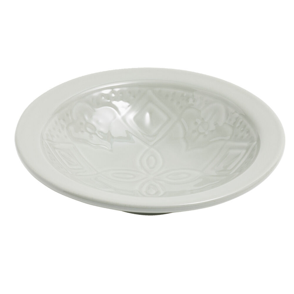 Assiette creuse faïence à couscous unie verte avec motif en relief Ø22xH5cm