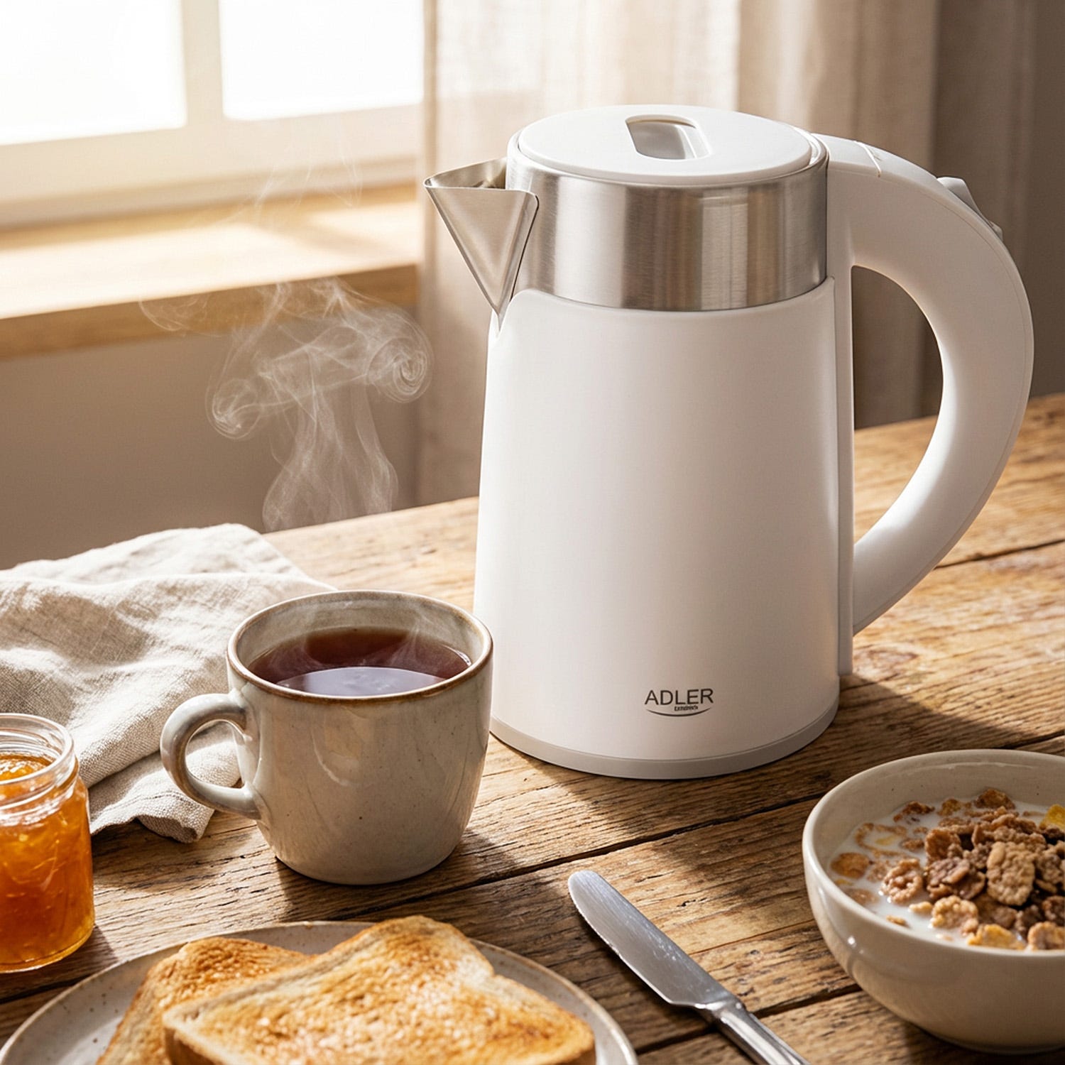 Bollitore elettrico 0,6 L bianco acciaio inox