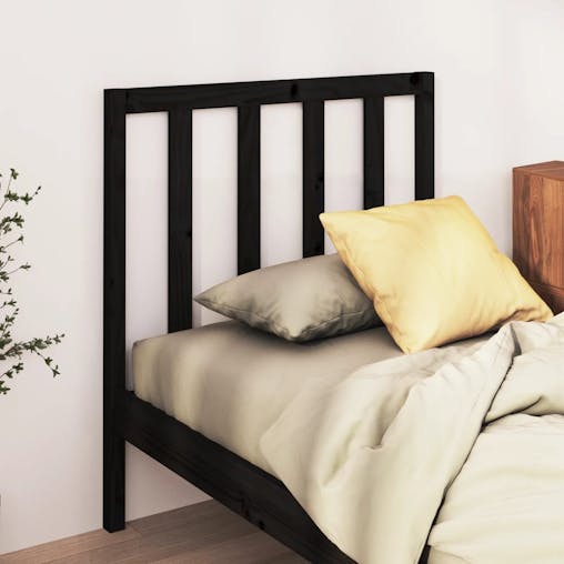 NNEVL Bed Headboard Black 96x4x100 cm Solid Wood Pine