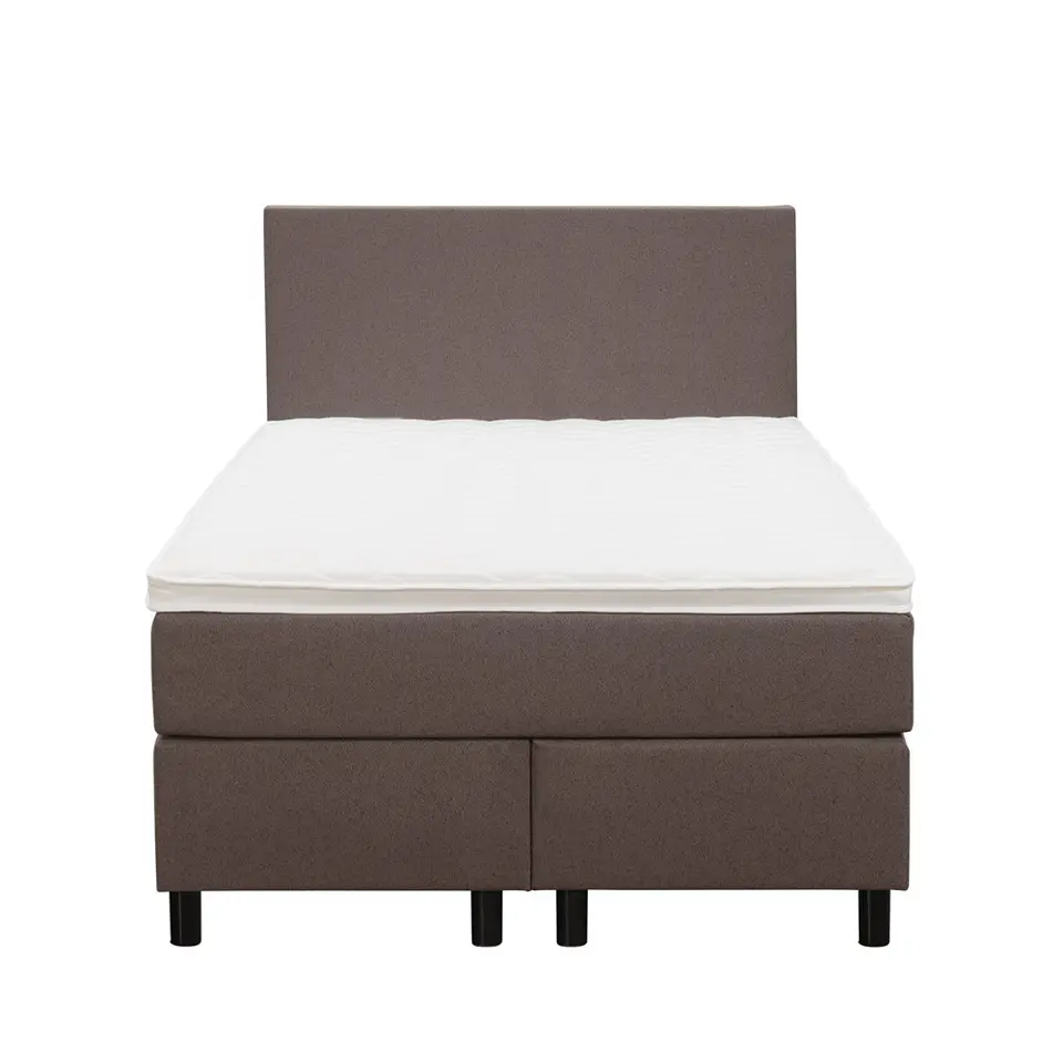 Boxspring Liv egaal - donkerbruin - 120x200 cm - ronde poot