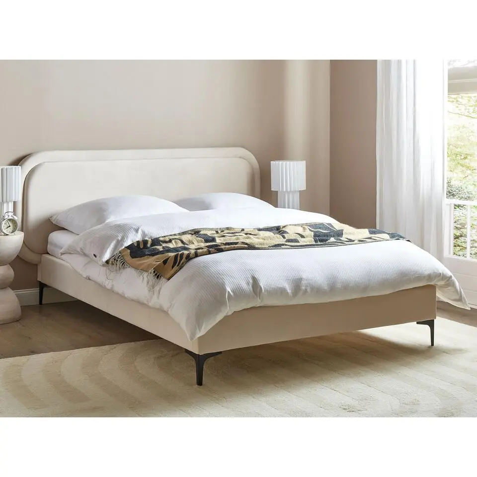 SUZETTE - Tweepersoonsbed - Lichtbeige - 160 x 200 cm - Polyester