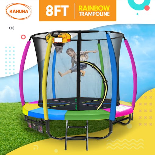 NNEDPE Kahuna Trampoline 8 ft with Basketball set - Rainbow