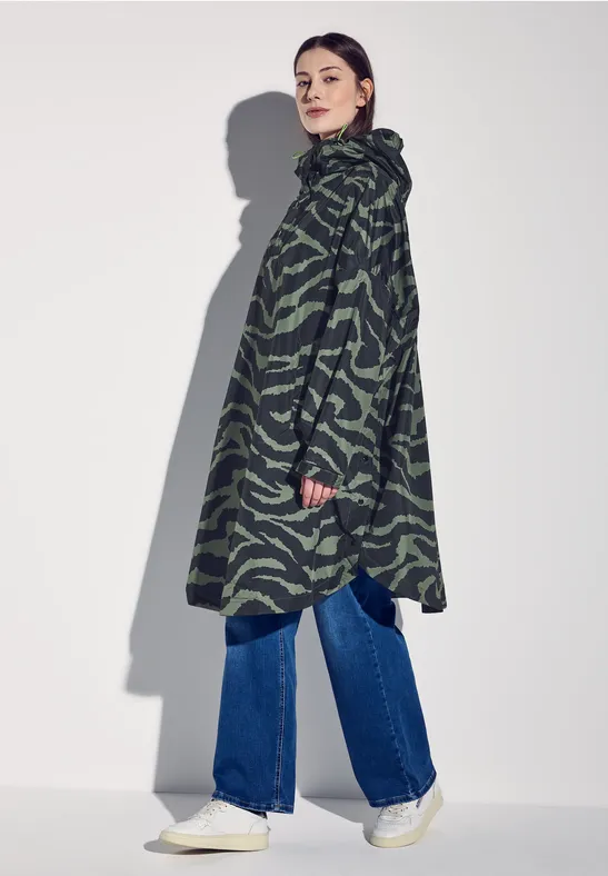 Kapuzen-Poncho mit Print