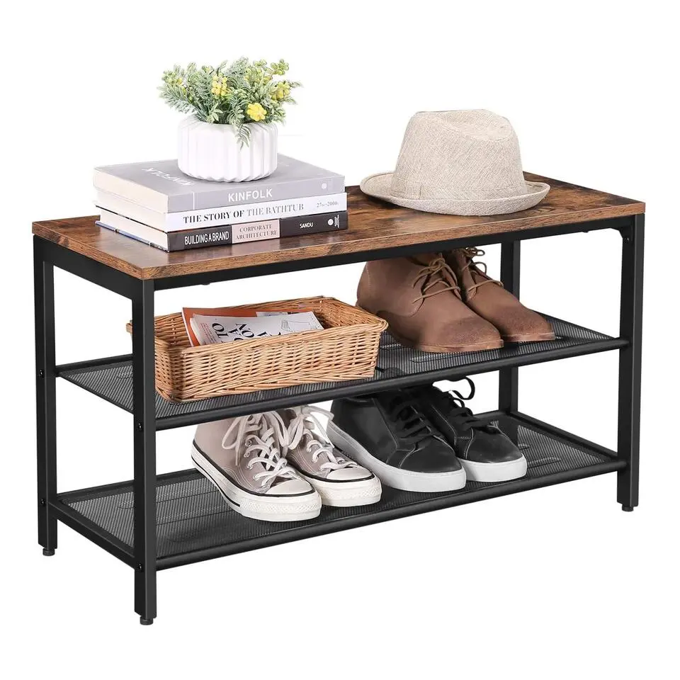 Parya Home - Schoenenrek - Met Zitje - Metaal - Bruin