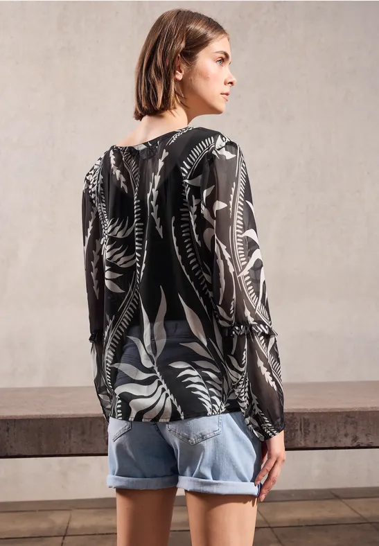 Chiffon-Tunika mit Rüschen