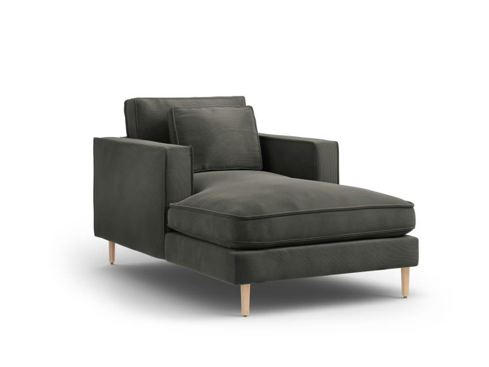 ALEXIS - Méridienne 1 place en tissu structuré gris foncé