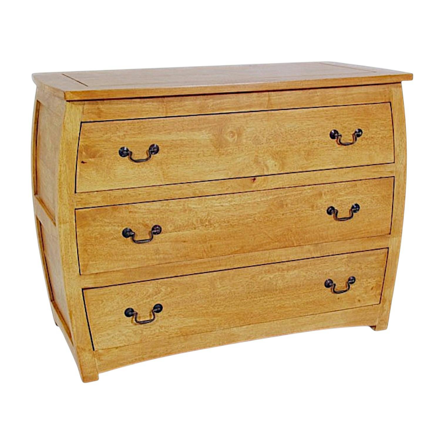 Commode galbée 3 tiroirs hévéa 103x53x80cm TRADITION