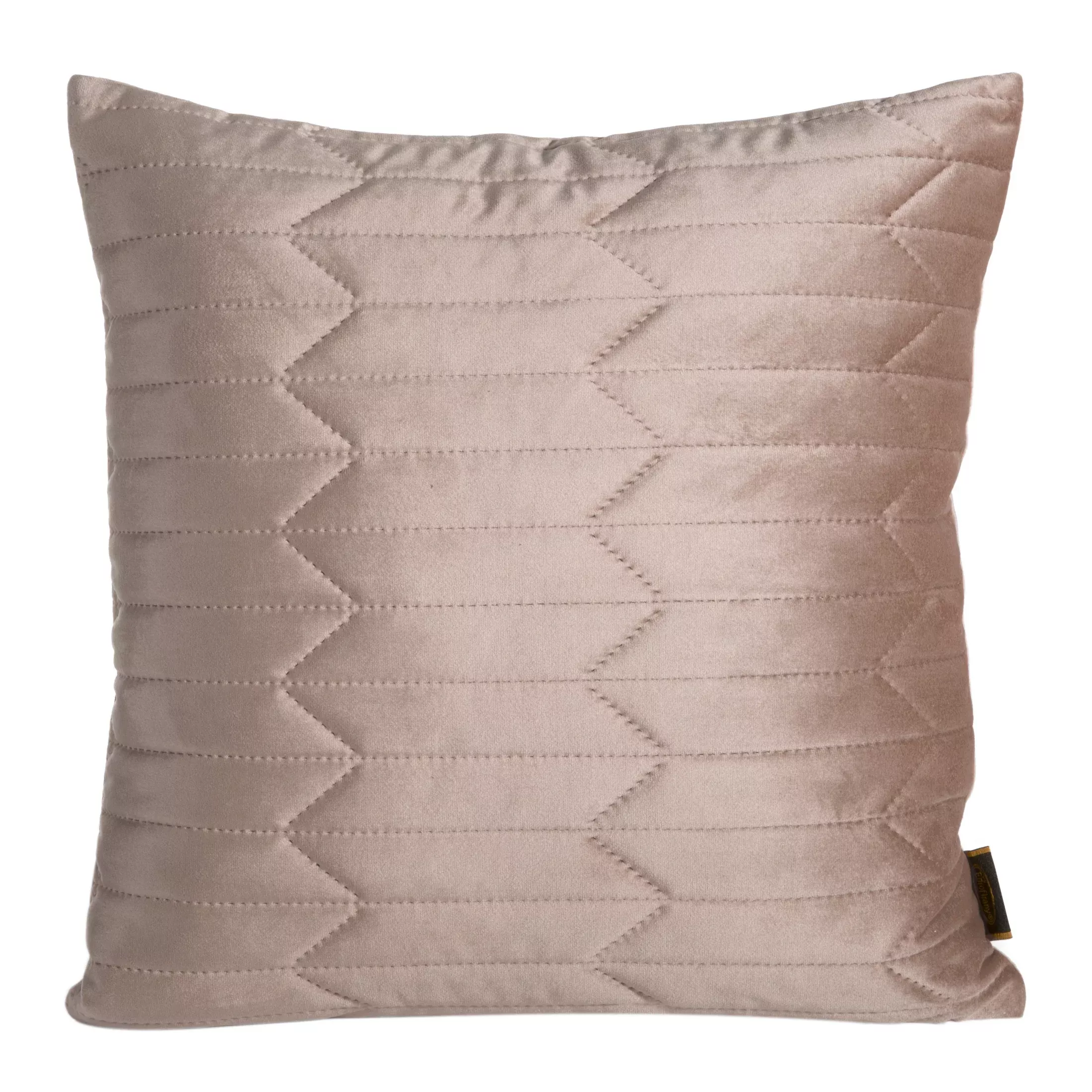 Poszewka na poduszkę 45x45 cm welwetowa, brązowa pikowana metodą hot press w geometryczny wzór SOFIA Eurofirany Premium