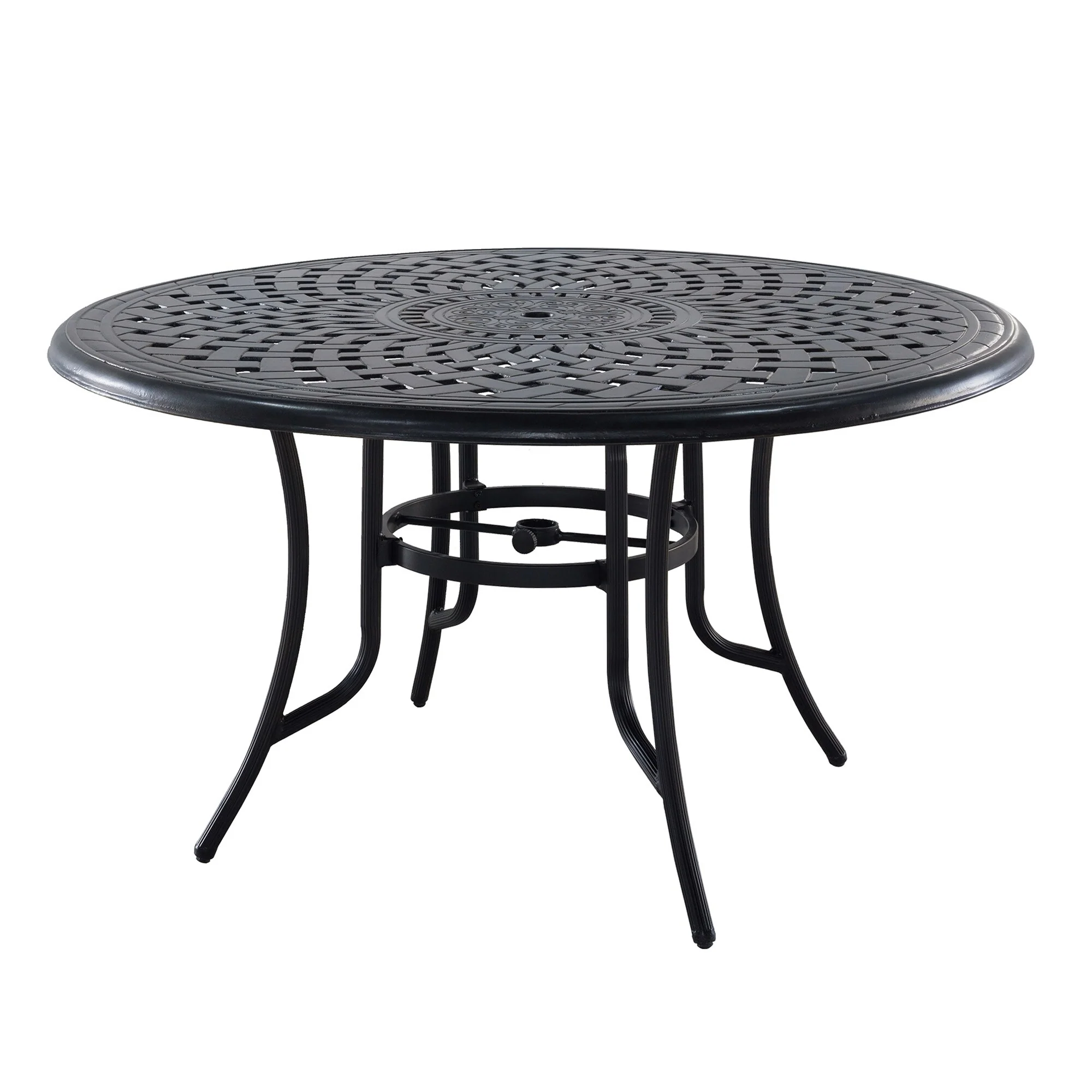 Clihome 51 Patio Round Cast Aluminum Dining Table with Umbrella Hole