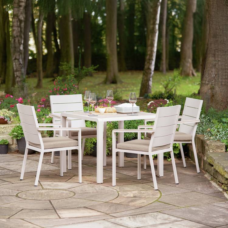 Pacific Aruba 4 Seater Metal Patio Set - Grey