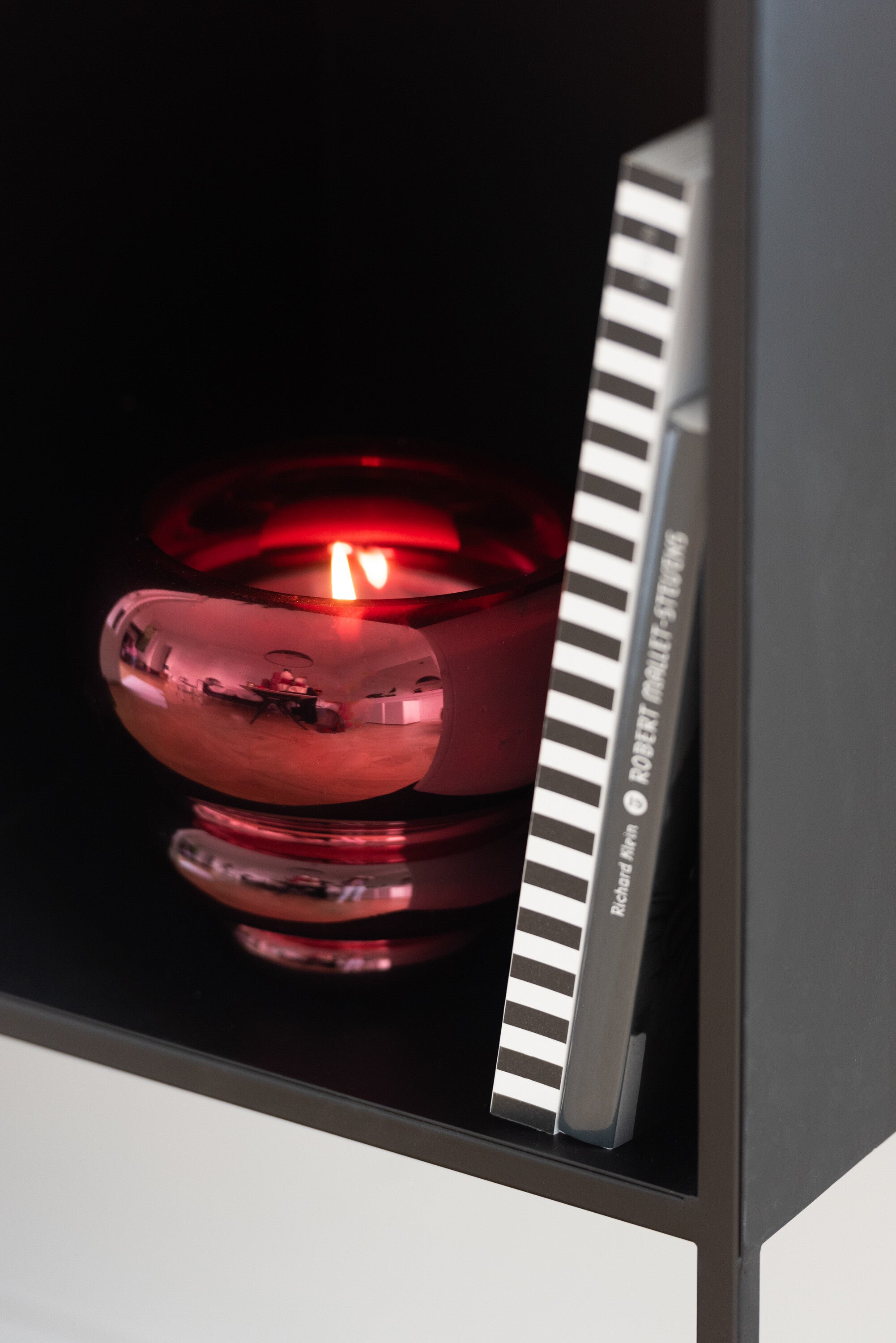 J-Line theelichthouder vaas Julia - glas - donkerrood - Ø 15