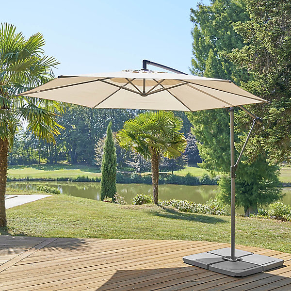 Parasol déporté Manoa H.2,50m coloris argile lin Hespéride