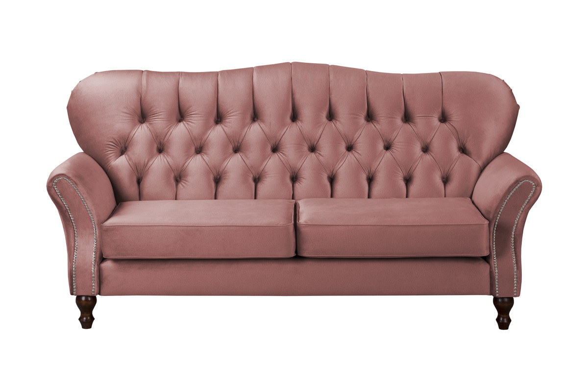 Ropez Chesterfield Jersey sofa 3os. pikowana welur różowy