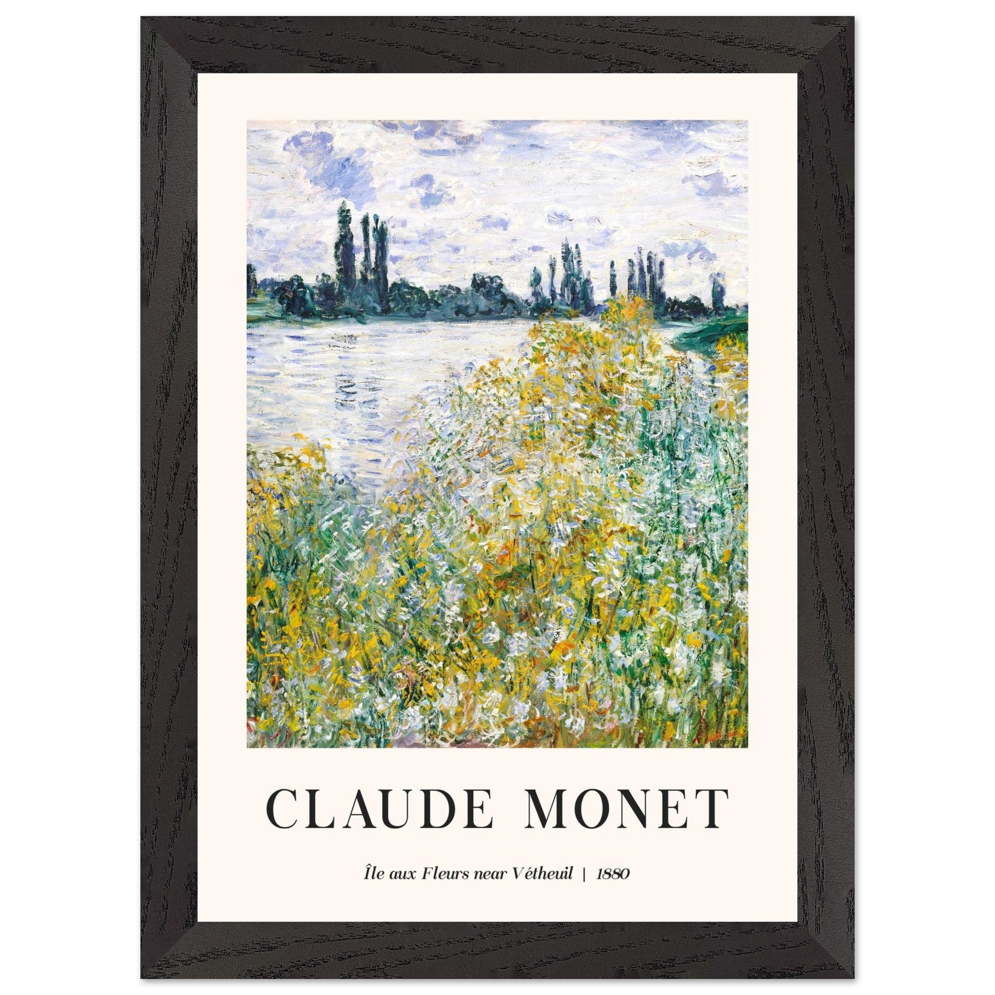 Artfulprints Poster met Lijst Claude Monet - Île aux fleurs near Vétheuil  - A4 21x29.7 cm - Groen
