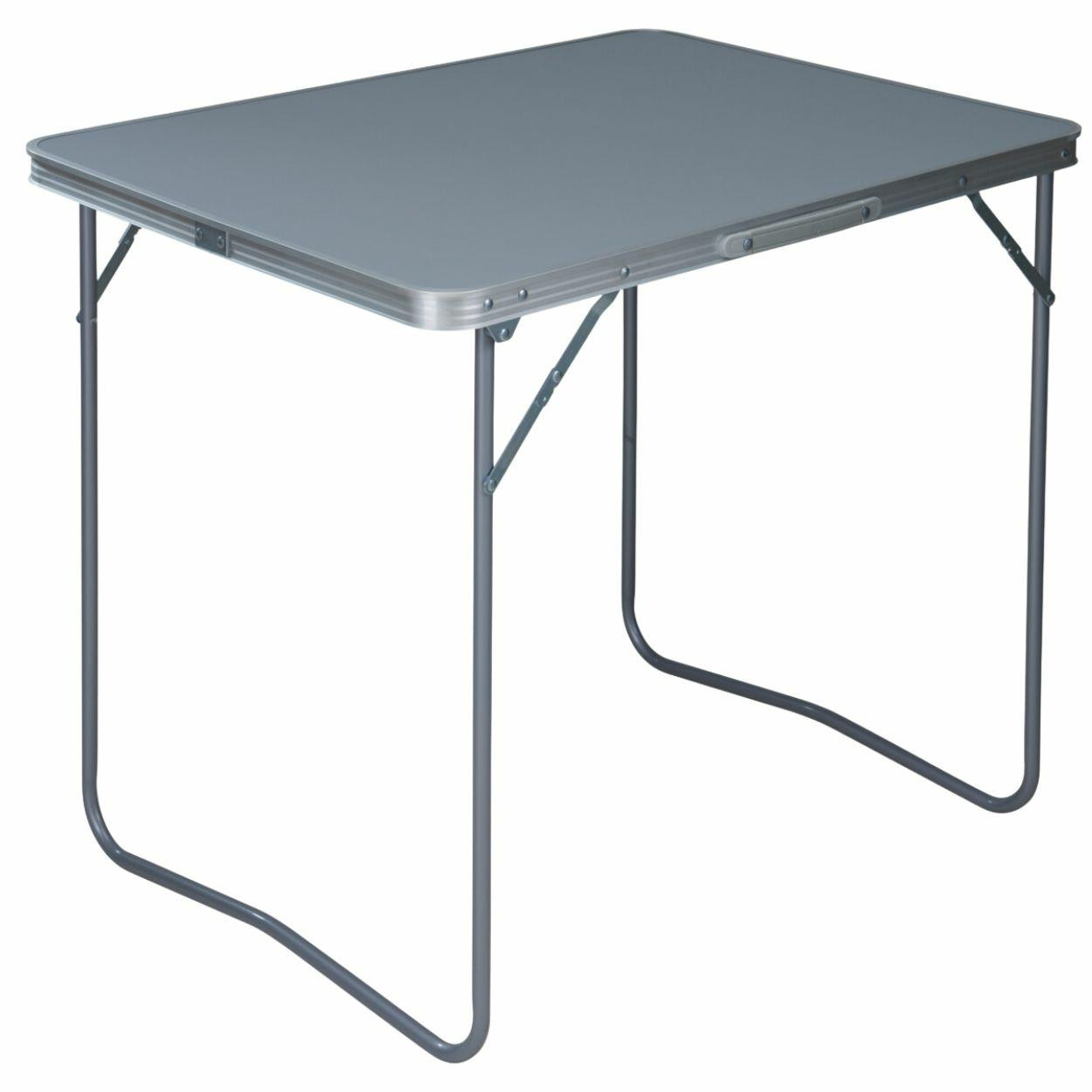Składany stół turystyczny kempingowy 80x60x69 cm MDF aluminium szary 30 kg