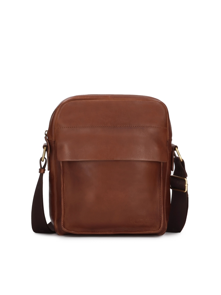 Brown shoulder mailbag