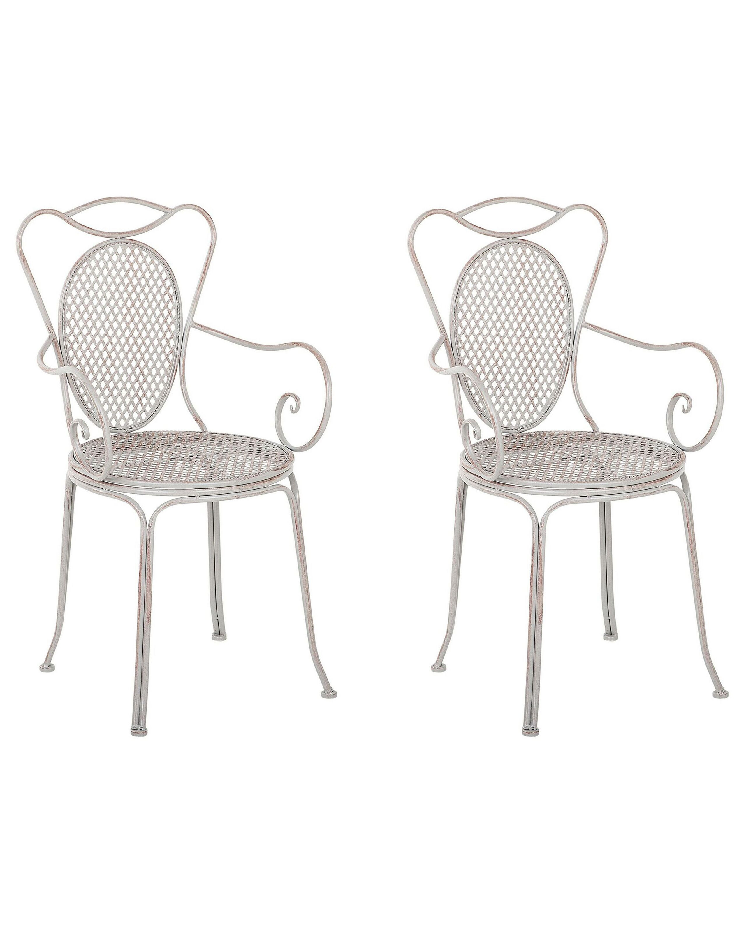 Zestaw 2 krzeseł balkon metal szary