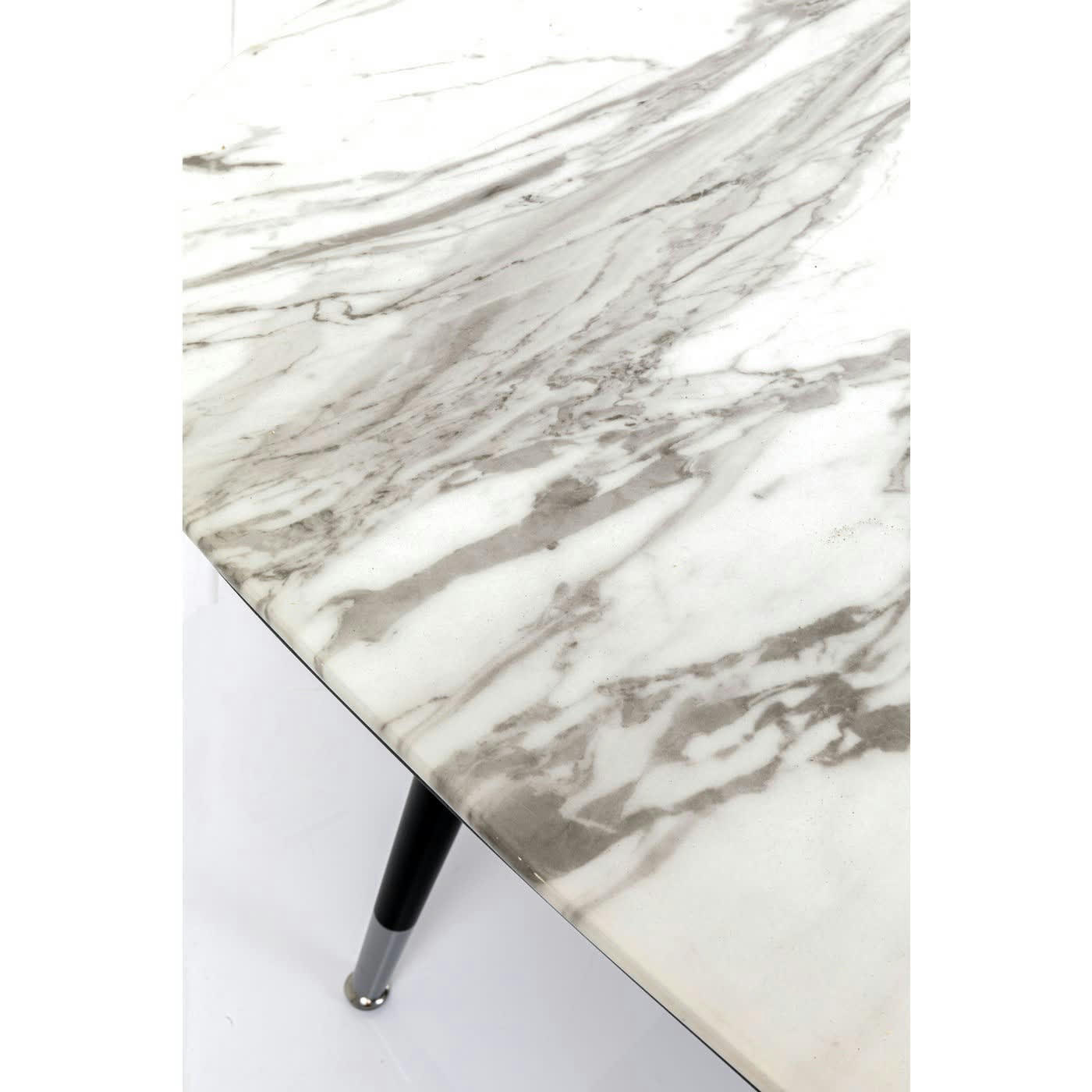 CATANIA - Table à manger 8 personnes en verre effet marbre et acier L180