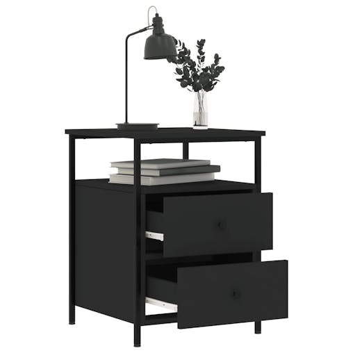 NNEVL Bedside Cabinet Black 44x45x60 cm Engineered Wood