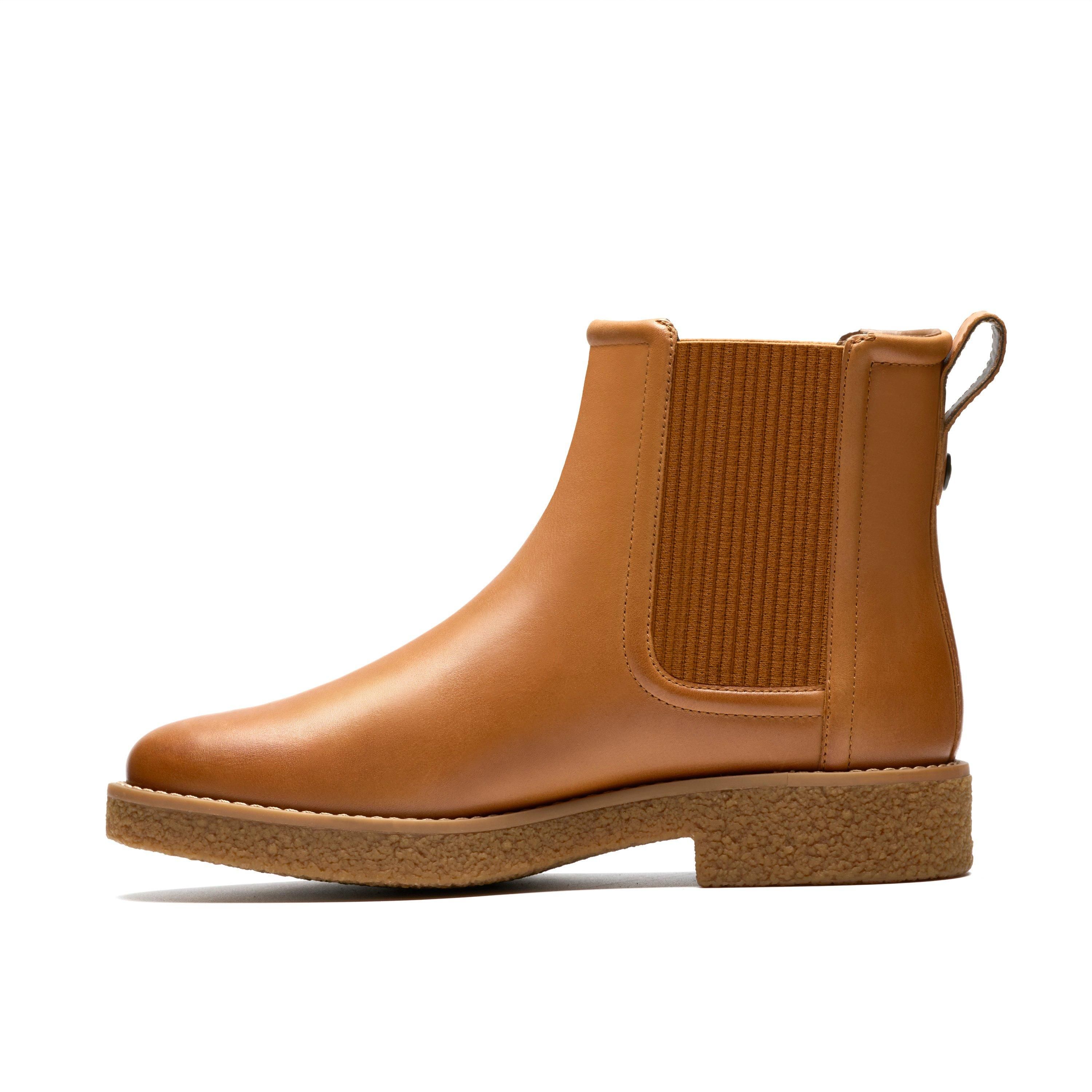 Clarks Nella Top Tan Leather Ankle Boots,Chelsea Boots