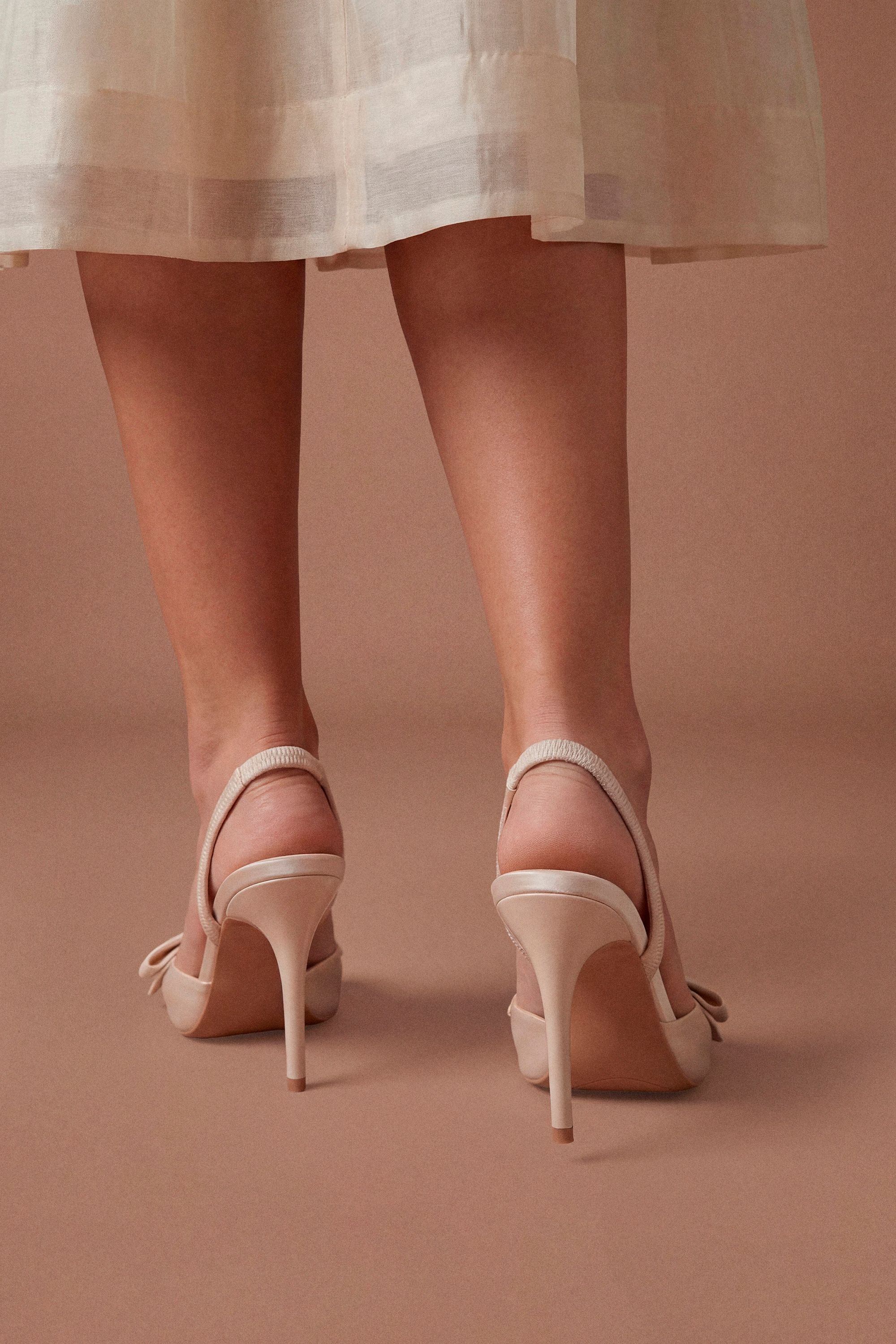 Coast Charlotte Satin Bow Detail Slingback Heeled Court Shoes