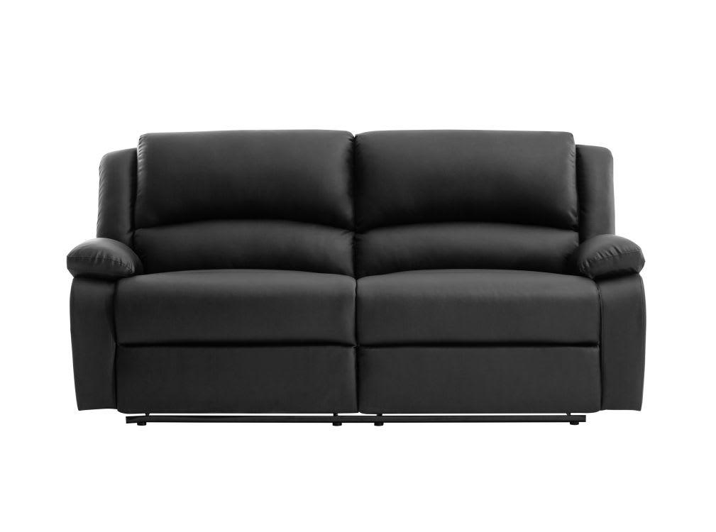 RELAXXO - Canapé relax manuel 3 places avec 2 assises XXL en simili - Noir