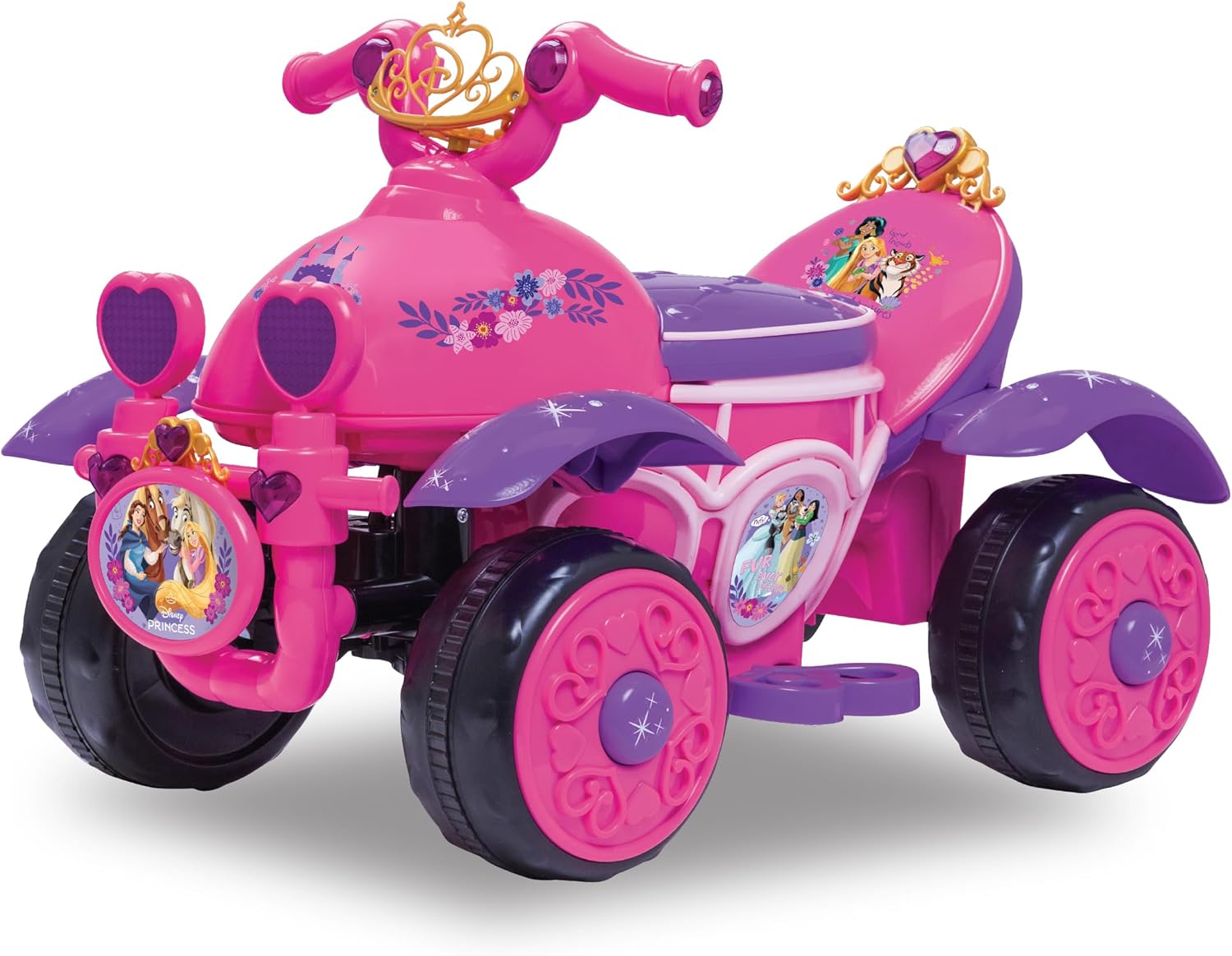 Kid Trax Toddler Disney Princess Electric Quad Ride On Toy, Kids 1.5-3 Years Old, 6 Volt Battery and Charger Included, Max Weight 45 lbs, Princess Pink