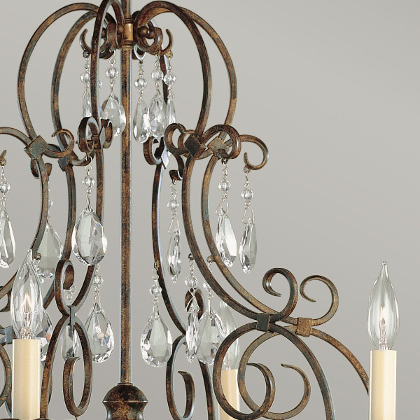 Żyrandol kawowy Chateau 6xE14x60W wym:242,9x63,8x63,8 Feiss