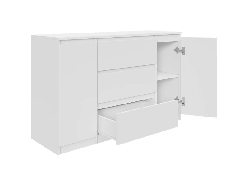 Komoda Biała 120 cm - 3 szuflady i 2 szafki