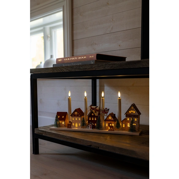 LED-Szenerie, Holz, LxBxH: 47x11x20,5 cm, naturfarben