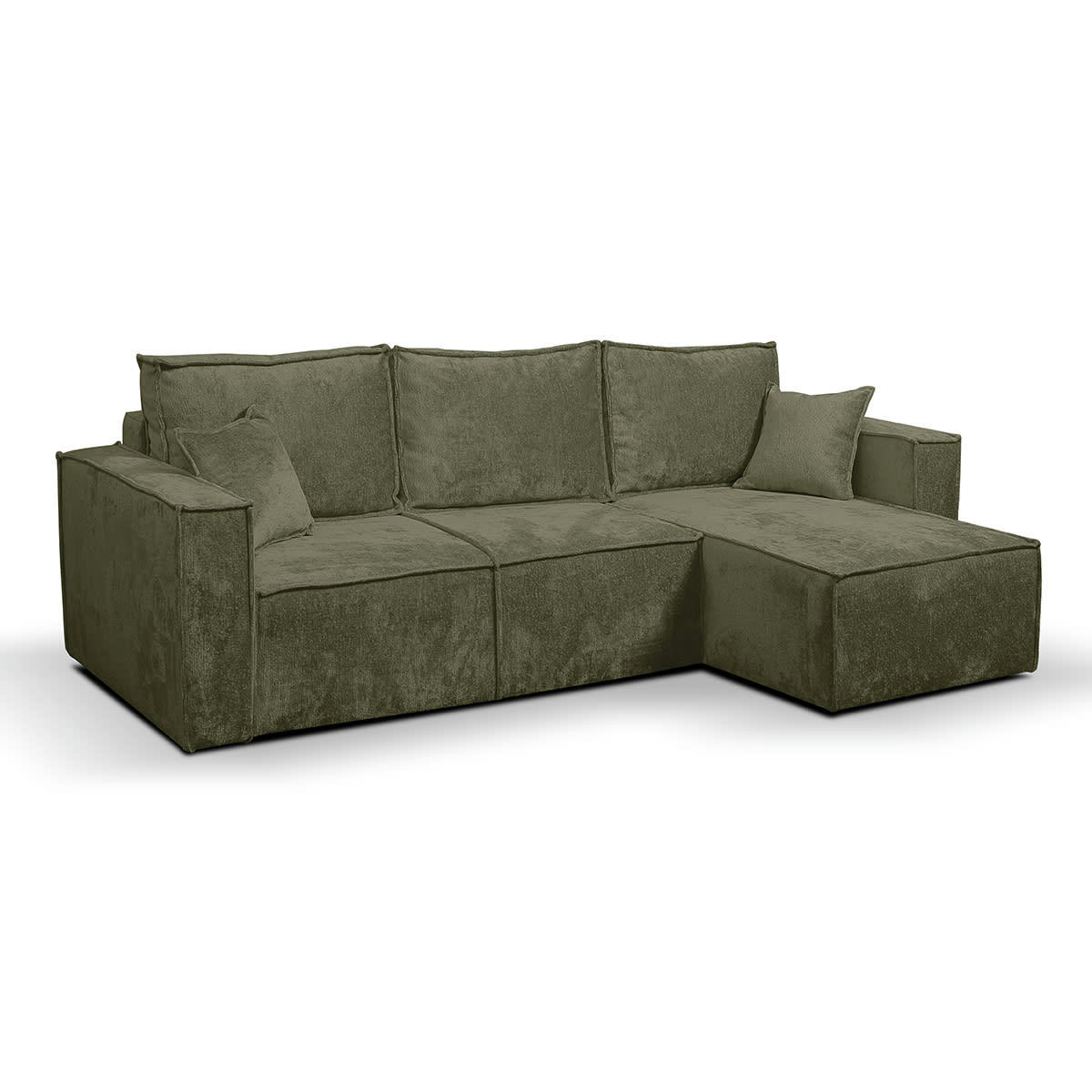 - Canapé d'angle réversible convertible 3 places coffre velours vert