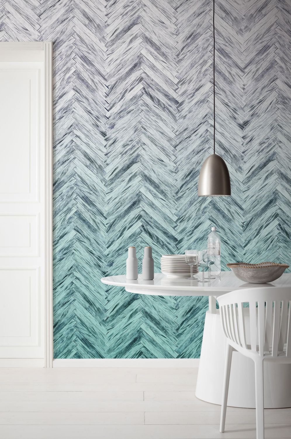 Sanders & Sanders fotobehang visgraat blauw - 400 x 250 cm - 611872